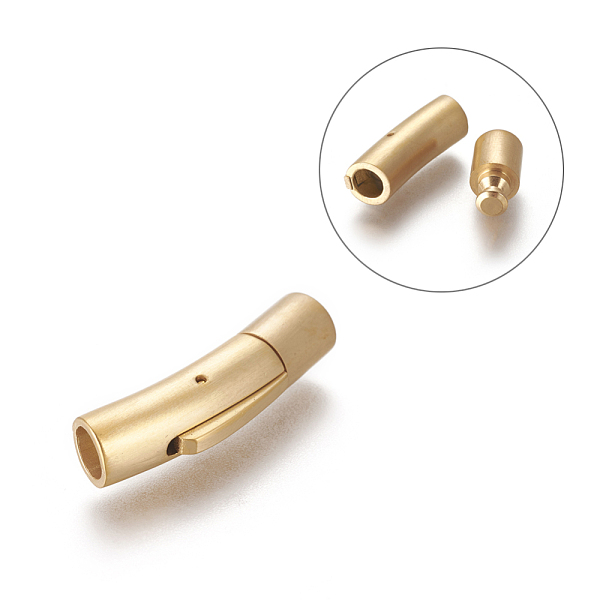PandaHall 304 Stainless Steel Bayonet Clasps, Column, Matte Gold Color, 28~28.7x7x8mm, Hole: 5mm 304 Stainless Steel
PandaHall 304 Stainless Steel Bayonet Clasps, Column, Matte Gold Color, 28~28.7x7x8mm, Hole: 5mm 304 Stainless Steel