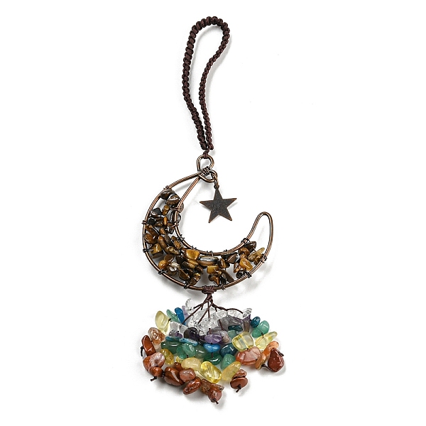 PandaHall Wire Wrapped Brass Moon & Natural Tiger Eye Pendant Decoration, Braided Nylon Thread and Gemstone Chip Tassel Hanging Ornaments...
PandaHall Wire Wrapped Brass Moon & Natural Tiger Eye Pendant Decoration, Braided Nylon Thread and Gemstone Chip Tassel Hanging Ornaments...