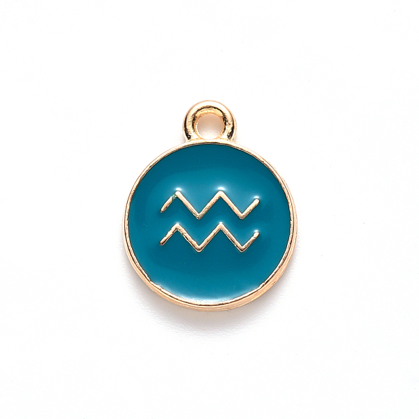 PandaHall Alloy Enamel Pendants, Cadmium Free & Lead Free, Flat Round with Constellation, Light Gold, Dark Cyan, Aquarius, 22x18x2mm, Hole...
PandaHall Alloy Enamel Pendants, Cadmium Free & Lead Free, Flat Round with Constellation, Light Gold, Dark Cyan, Aquarius, 22x18x2mm, Hole...