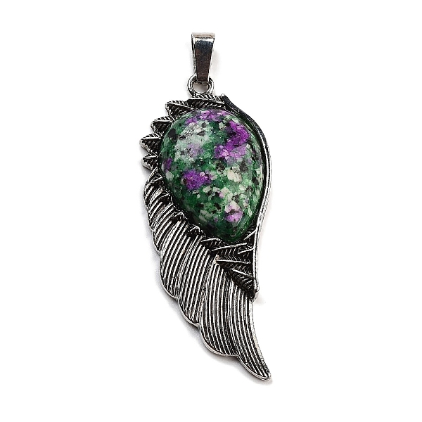 PandaHall Natural Ruby in Zoisite Big Pendants, Wing Charms with Alloy Findings, Antique Silver, 56.5~57x22.5~23x7~8mm, Hole: 4x8.5mm Ruby...
PandaHall Natural Ruby in Zoisite Big Pendants, Wing Charms with Alloy Findings, Antique Silver, 56.5~57x22.5~23x7~8mm, Hole: 4x8.5mm Ruby...