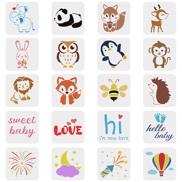 PandaHall FINGERINSPIRE 20 PCS Baby Shower Stencils 15x15cm Elephant Deer Rabbit Monkey Lion Craft Stencils Reusable Firework Moon Stencil...
PandaHall FINGERINSPIRE 20 PCS Baby Shower Stencils 15x15cm Elephant Deer Rabbit Monkey Lion Craft Stencils Reusable Firework Moon Stencil...