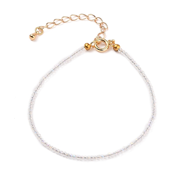 PandaHall Faceted Electroplate Glass Beaded Bracelets, with Golden Plated Brass Spring Ring Clasps, Rondelle, Clear AB, 7-1/2 inch(19cm)..., White
PandaHall Faceted Electroplate Glass Beaded Bracelets, with Golden Plated Brass Spring Ring Clasps, Rondelle, Clear AB, 7-1/2 inch(19cm)..., White
