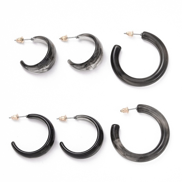 PandaHall C-shape Stud Earrings, Resin Half Hoop Earrings, Open Hoop Earrings for Women, Black, 27~40.5x6~10.5mm, Pin: 0.8mm, 3 pairs/set...
PandaHall C-shape Stud Earrings, Resin Half Hoop Earrings, Open Hoop Earrings for Women, Black, 27~40.5x6~10.5mm, Pin: 0.8mm, 3 pairs/set...
