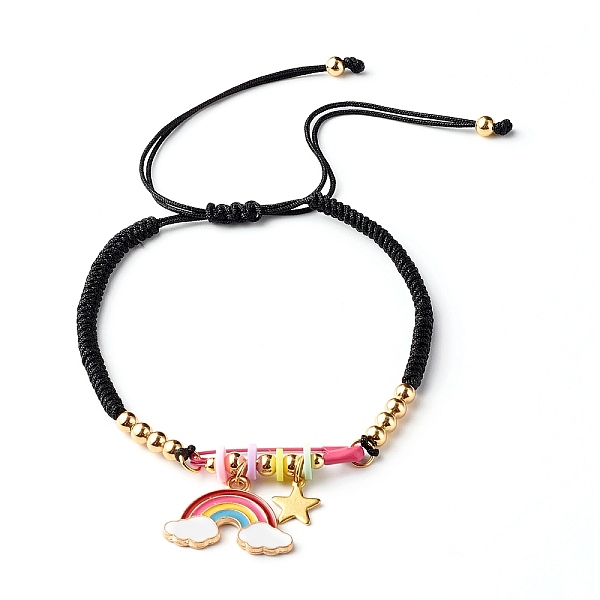 PandaHall Adjustable Nylon Thread Braided Bead Bracelets, with Polymer Clay & Brass Beads and Alloy Enamel Rainbow Pendant, Black, 1/8 inch...
PandaHall Adjustable Nylon Thread Braided Bead Bracelets, with Polymer Clay & Brass Beads and Alloy Enamel Rainbow Pendant, Black, 1/8 inch...