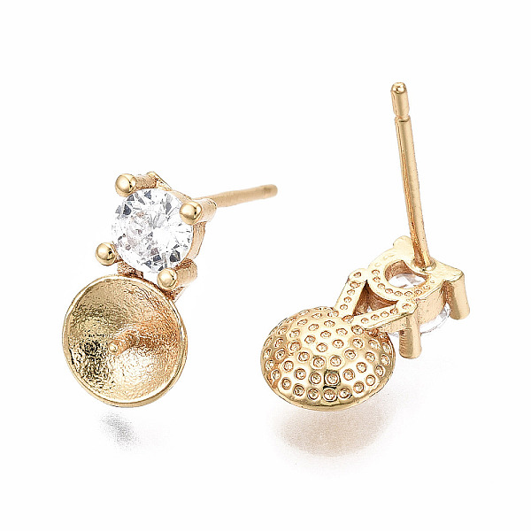 PandaHall Brass Micro Pave Clear Cubic Zirconia Stud Earring Findings, for Half Drilled Bead, Nickel Free, Real 18K Gold Plated, 11x6mm, Pin...
PandaHall Brass Micro Pave Clear Cubic Zirconia Stud Earring Findings, for Half Drilled Bead, Nickel Free, Real 18K Gold Plated, 11x6mm, Pin...