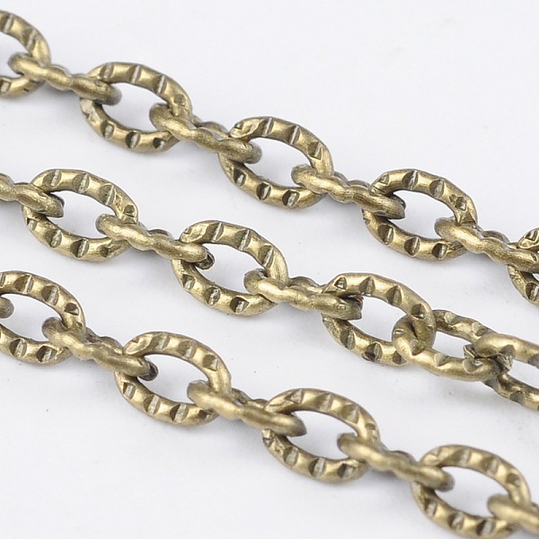 PandaHall Iron Textured Cable Chains, Unwelded, with Spool, Antique Bronze, 4x3x0.7mm, about 328.08 Feet(100m)/roll Iron
PandaHall Iron Textured Cable Chains, Unwelded, with Spool, Antique Bronze, 4x3x0.7mm, about 328.08 Feet(100m)/roll Iron