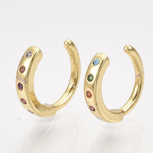 PandaHall Brass Cubic Zirconia Cuff Earrings, Golden, Colorful, 9.5x2.5mm Cubic Zirconia
PandaHall Brass Cubic Zirconia Cuff Earrings, Golden, Colorful, 9.5x2.5mm Cubic Zirconia