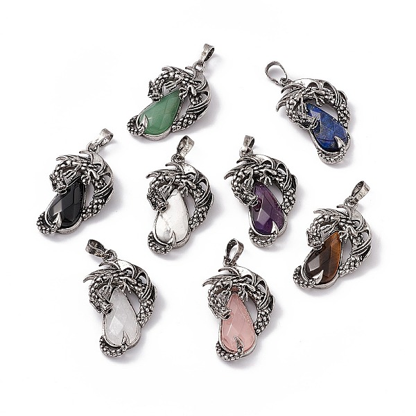PandaHall Natural & Synthetic Mixed Gemstone Pendants, Faceted Teardrop Charms with Rack Plating Antique Silver Tone Brass Dragon, Cadmium...
PandaHall Natural & Synthetic Mixed Gemstone Pendants, Faceted Teardrop Charms with Rack Plating Antique Silver Tone Brass Dragon, Cadmium...