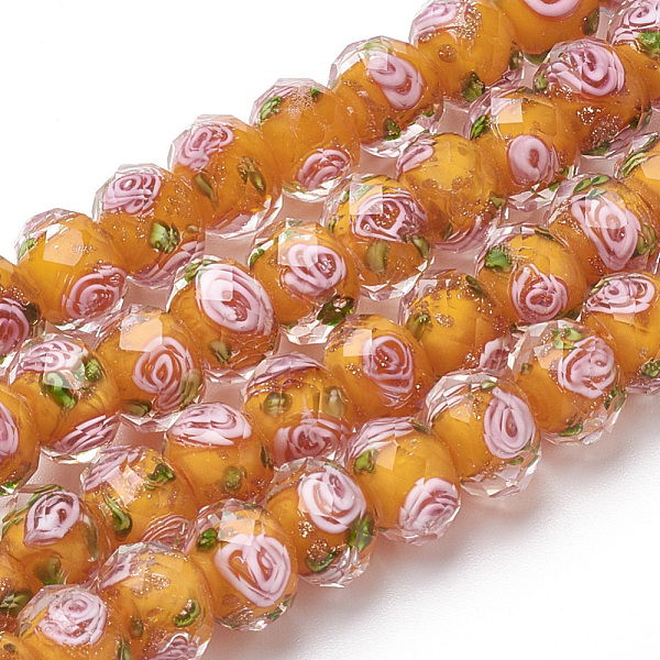 PandaHall Handmade Gold Sand Lampwork Beads Strands, Inner Flower, Faceted Rondelle, Dark Orange, 8x6mm, Hole: 2mm, about 70pcs/strand, 17.3...
PandaHall Handmade Gold Sand Lampwork Beads Strands, Inner Flower, Faceted Rondelle, Dark Orange, 8x6mm, Hole: 2mm, about 70pcs/strand, 17.3...