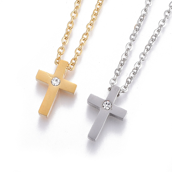 PandaHall 304 Stainless Steel Pendant Necklaces, with Rhinestone and Cable Chains, Cross, Mixed Color, 17.7 inch(45cm), Pendant: 13x9x4mm..., Clear
PandaHall 304 Stainless Steel Pendant Necklaces, with Rhinestone and Cable Chains, Cross, Mixed Color, 17.7 inch(45cm), Pendant: 13x9x4mm..., Clear