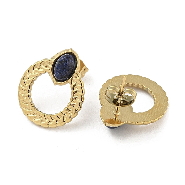 PandaHall Real 18K Gold Plated 304 Stainless Steel Ring Stud Earrings, with Natural Lapis Lazuli, 18.5x15.5mm Lapis Lazuli Ring
PandaHall Real 18K Gold Plated 304 Stainless Steel Ring Stud Earrings, with Natural Lapis Lazuli, 18.5x15.5mm Lapis Lazuli Ring