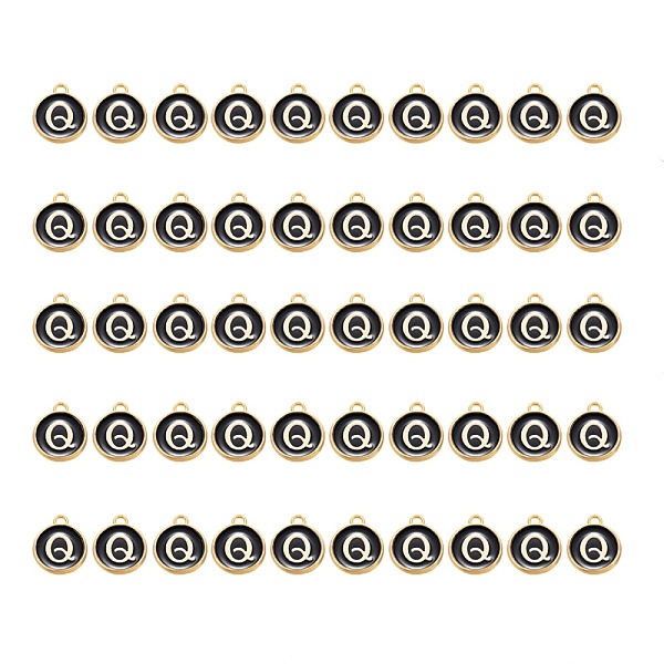 PandaHall Golden Plated Alloy Charms, with Enamel, Enamelled Sequins, Flat Round, Black, Letter.Q, 14x12x2mm, Hole: 1.5mm, 50pcs/Box...
PandaHall Golden Plated Alloy Charms, with Enamel, Enamelled Sequins, Flat Round, Black, Letter.Q, 14x12x2mm, Hole: 1.5mm, 50pcs/Box...