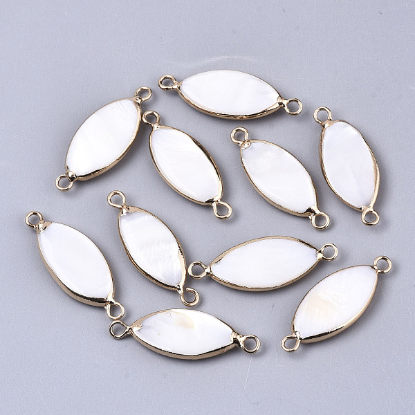 PandaHall Natural Freshwater Shell Links Connectors, with Brass Loops, Horse Eye, Light Gold, Creamy White, 28x10x3mm, Hole: 1.8mm Shell...
PandaHall Natural Freshwater Shell Links Connectors, with Brass Loops, Horse Eye, Light Gold, Creamy White, 28x10x3mm, Hole: 1.8mm Shell...