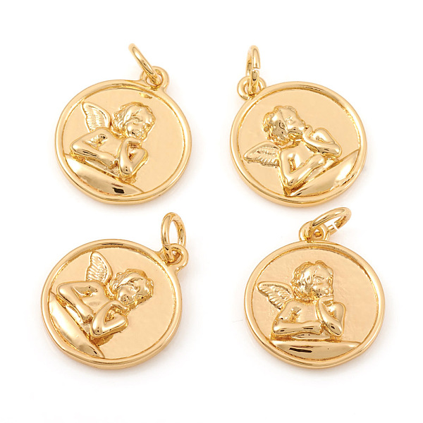 PandaHall Brass Pendants, with Jump Rings, Flat Round with Angel, Real 18K Gold Plated, 16.5x14x3mm, Hole: 3mm Brass Flat Round
PandaHall Brass Pendants, with Jump Rings, Flat Round with Angel, Real 18K Gold Plated, 16.5x14x3mm, Hole: 3mm Brass Flat Round