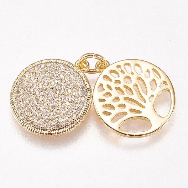 PandaHall Brass Micro Pave Cubic Zirconia Pendants, Flat Round with Tree of Life, Clear, Golden, 15x2mm, Hole: 3mm Brass+Cubic Zirconia Flat...
PandaHall Brass Micro Pave Cubic Zirconia Pendants, Flat Round with Tree of Life, Clear, Golden, 15x2mm, Hole: 3mm Brass+Cubic Zirconia Flat...