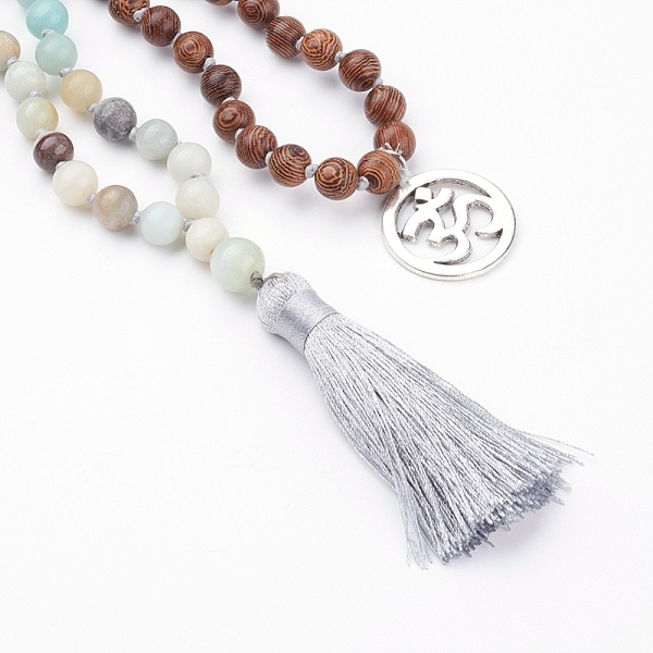 PandaHall Natural Amazonite, Lava Rock and Wood Beaded Necklaces, with Alloy, Tassel Pendants Burlap Bag Packing, Om Symbol, 40.1 inch...
PandaHall Natural Amazonite, Lava Rock and Wood Beaded Necklaces, with Alloy, Tassel Pendants Burlap Bag Packing, Om Symbol, 40.1 inch...
