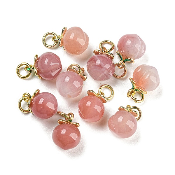 PandaHall Natural Yan Yuan Agate Pendants, Peach Charms with Rack Plating Golden Tone Brass Enamel Findings, Long-Lasting Plated, 12.5x8~9mm...
PandaHall Natural Yan Yuan Agate Pendants, Peach Charms with Rack Plating Golden Tone Brass Enamel Findings, Long-Lasting Plated, 12.5x8~9mm...