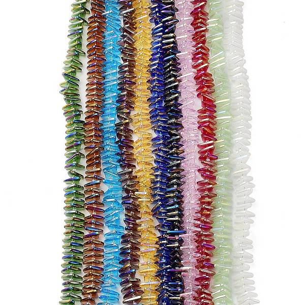 PandaHall Electroplate Transparent Glass Beads Strands, Rainbow Plated, Triangle, Mixed Color, 9x15.5~16mm, Hole: 1mm, about 120pcs/strand..., Multicolor
PandaHall Electroplate Transparent Glass Beads Strands, Rainbow Plated, Triangle, Mixed Color, 9x15.5~16mm, Hole: 1mm, about 120pcs/strand..., Multicolor