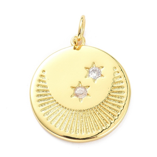 PandaHall Brass Micro Pave Clear Cubic Zirconia Pendants, with Jump Ring, Long-Lasting Plated, Flat Round with Moon & Star, Real 18K Gold...
PandaHall Brass Micro Pave Clear Cubic Zirconia Pendants, with Jump Ring, Long-Lasting Plated, Flat Round with Moon & Star, Real 18K Gold...