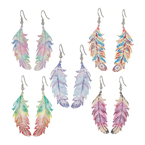 PandaHall 201 Stainless Steel Feather Dangle Earrings, Brass Jewelry, Mixed Color, 63x16mm 201 Stainless Steel Multicolor
PandaHall 201 Stainless Steel Feather Dangle Earrings, Brass Jewelry, Mixed Color, 63x16mm 201 Stainless Steel Multicolor