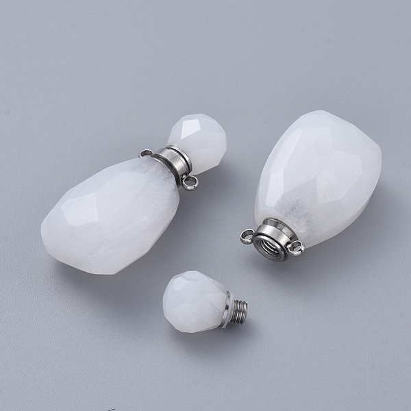 PandaHall Faceted Natural White Jade Openable Perfume Bottle Pendants, with Stainless Steel Color Tone 304 Stainless Steel Findings...
PandaHall Faceted Natural White Jade Openable Perfume Bottle Pendants, with Stainless Steel Color Tone 304 Stainless Steel Findings...