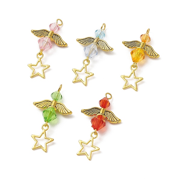 PandaHall Glass Pendant, with Antique Golden Alloy Findings, Fairy with Star Charms, Mixed Color, 38mm, Hole: 2mm Alloy+Glass Angel & Fairy..., Multicolor
PandaHall Glass Pendant, with Antique Golden Alloy Findings, Fairy with Star Charms, Mixed Color, 38mm, Hole: 2mm Alloy+Glass Angel & Fairy..., Multicolor
