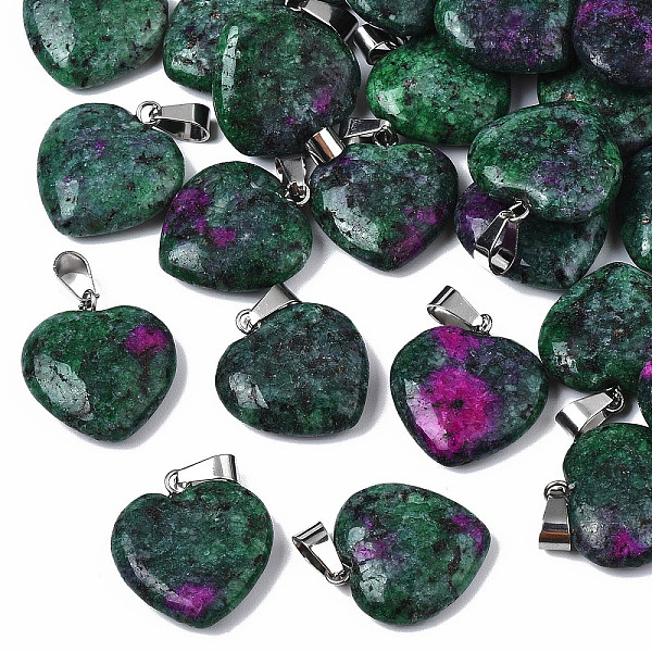 PandaHall Heart Natural Zoisite Pendants, with Platinum Tone Brass Findings, 20~22x20~21x5~8mm, Hole: 2x7mm Ruby in Zoisite Heart
PandaHall Heart Natural Zoisite Pendants, with Platinum Tone Brass Findings, 20~22x20~21x5~8mm, Hole: 2x7mm Ruby in Zoisite Heart