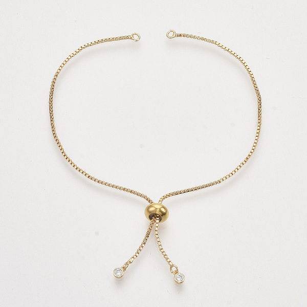 PandaHall Adjustable Brass Box Chain Slider Bracelet/Bolo Bracelets Making, with Cubic Zirconia, Nickel Free, Real 18K Gold Plated, Single...
PandaHall Adjustable Brass Box Chain Slider Bracelet/Bolo Bracelets Making, with Cubic Zirconia, Nickel Free, Real 18K Gold Plated, Single...
