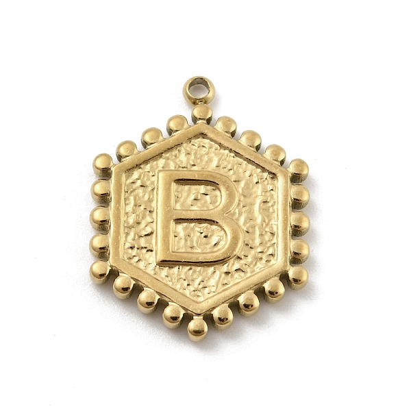PandaHall 201 Stainless Steel Pendants, Golden, Hexagon with Letter Charm, Letter B, 21x16.5x2mm, Hole: 1.5mm 201 Stainless Steel Letter B
PandaHall 201 Stainless Steel Pendants, Golden, Hexagon with Letter Charm, Letter B, 21x16.5x2mm, Hole: 1.5mm 201 Stainless Steel Letter B