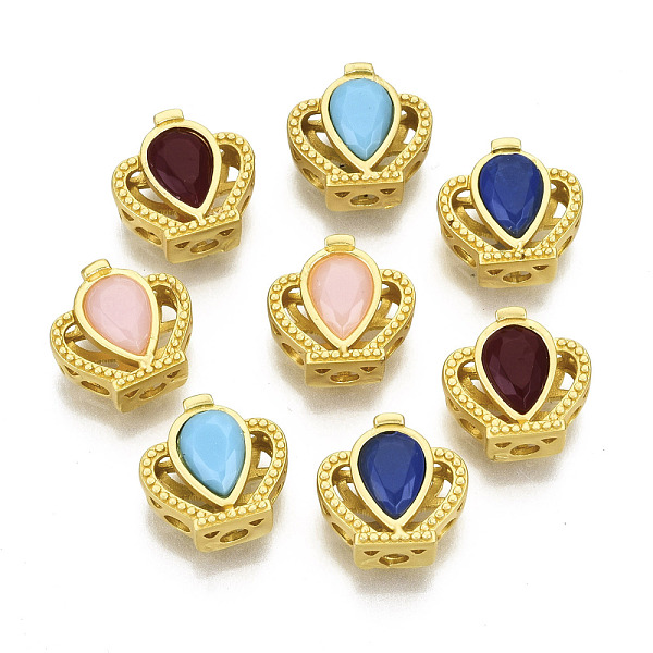 PandaHall Brass Multi-Strand Links, with Faceted Resin, Crown with Teardrop, Matte Gold Color, Mixed Color, 10x12x6mm, Hole: 2mm Brass Crown..., Multicolor
PandaHall Brass Multi-Strand Links, with Faceted Resin, Crown with Teardrop, Matte Gold Color, Mixed Color, 10x12x6mm, Hole: 2mm Brass Crown..., Multicolor