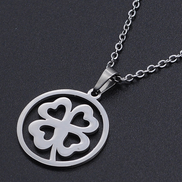 PandaHall 201 Stainless Steel Pendants Necklaces, with Cable Chains and Lobster Claw Clasps, Flat Round with Clover, Stainless Steel Color...
PandaHall 201 Stainless Steel Pendants Necklaces, with Cable Chains and Lobster Claw Clasps, Flat Round with Clover, Stainless Steel Color...
