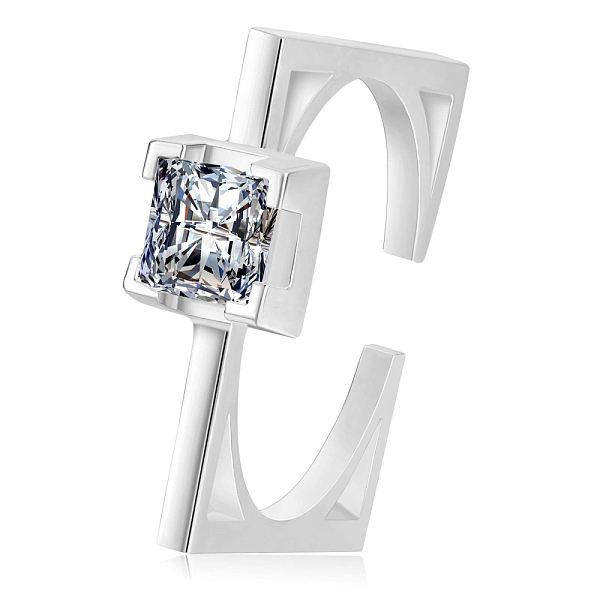 PandaHall Rhodium Plated 925 Sterling Silver Rectangle Open Cuff Ring, Clear Cubic Zirconia Creative Ring for Women, Platinum, US Size 5 1/4...
PandaHall Rhodium Plated 925 Sterling Silver Rectangle Open Cuff Ring, Clear Cubic Zirconia Creative Ring for Women, Platinum, US Size 5 1/4...