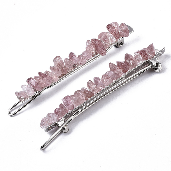 PandaHall Platinum Plated Alloy French Hair Barrettes, with Natural Strawberry Quartz Chips, Cadmium Free & Lead Free, 67x10~11x12mm..., Pink
PandaHall Platinum Plated Alloy French Hair Barrettes, with Natural Strawberry Quartz Chips, Cadmium Free & Lead Free, 67x10~11x12mm..., Pink