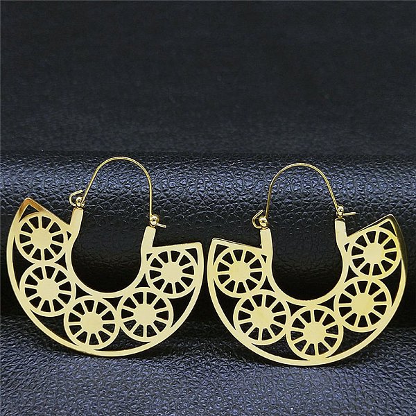 PandaHall 304 Stainless Steel Hollow Arch with Ring Hoop Earrings, Bohemia Earrings, Golden, 47x45mm 304 Stainless Steel Arch
PandaHall 304 Stainless Steel Hollow Arch with Ring Hoop Earrings, Bohemia Earrings, Golden, 47x45mm 304 Stainless Steel Arch