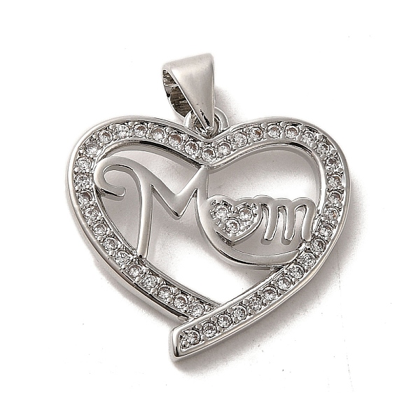 PandaHall Mother's Day Brass Micro Pave Cubic Zirconia Pendants, Heart with Mom, Platinum, 18.5x20x2mm, Hole: 5x3mm Brass+Cubic Zirconia..., Clear
PandaHall Mother's Day Brass Micro Pave Cubic Zirconia Pendants, Heart with Mom, Platinum, 18.5x20x2mm, Hole: 5x3mm Brass+Cubic Zirconia..., Clear