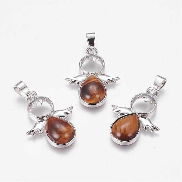 PandaHall Natural Tiger Eye Pendants, Angel, with Brass Finding, Platinum, 34x25.5x4.5~6.5mm, Hole: 4~5x7mm Tiger Eye Angel & Fairy
PandaHall Natural Tiger Eye Pendants, Angel, with Brass Finding, Platinum, 34x25.5x4.5~6.5mm, Hole: 4~5x7mm Tiger Eye Angel & Fairy
