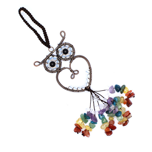 PandaHall Opalite Owl Pendant Decorations, Colorful Gemstone Chip Beaded Tassel Hanging Ornament, with Metal Frame, 180mm Opalite Owl
PandaHall Opalite Owl Pendant Decorations, Colorful Gemstone Chip Beaded Tassel Hanging Ornament, with Metal Frame, 180mm Opalite Owl