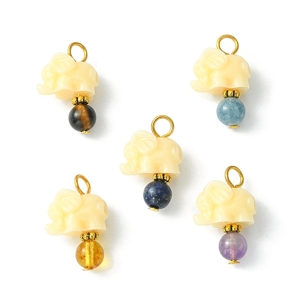 PandaHall Opaque Resin and Natural Mixed Stone Pendants, with Iron and Alloy Findings, Elephant Charm with Round, Golden, 23x17x8mm, Hole...
PandaHall Opaque Resin and Natural Mixed Stone Pendants, with Iron and Alloy Findings, Elephant Charm with Round, Golden, 23x17x8mm, Hole...