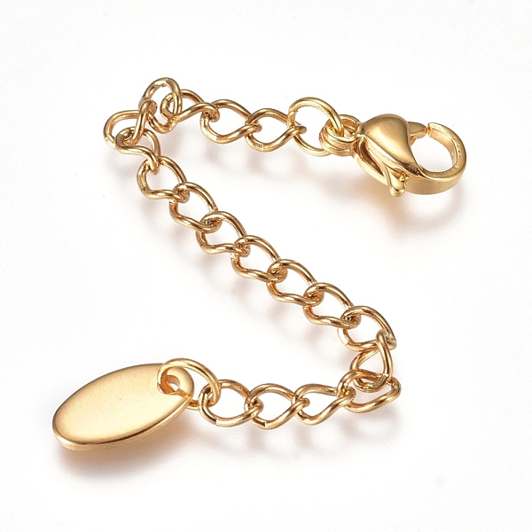 PandaHall 304 Stainless Steel Chain Extender, with Lobster Claw Clasps and Charms, Oval, Golden, 73mm, Link: 4x3x0.4mm, Clasp: 9.2x6.2x3.3mm...
PandaHall 304 Stainless Steel Chain Extender, with Lobster Claw Clasps and Charms, Oval, Golden, 73mm, Link: 4x3x0.4mm, Clasp: 9.2x6.2x3.3mm...
