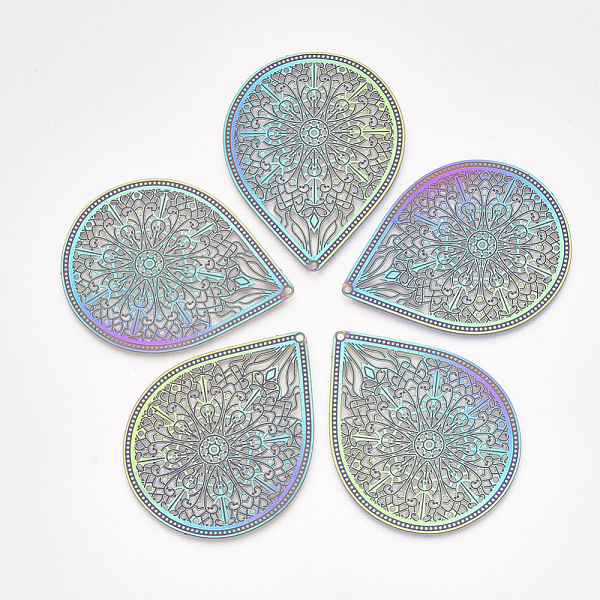 PandaHall Ion Plating(IP) 304 Stainless Steel Filigree Big Pendants, Etched Metal Embellishments, teardrop, with Floral, Rainbow Color...
PandaHall Ion Plating(IP) 304 Stainless Steel Filigree Big Pendants, Etched Metal Embellishments, teardrop, with Floral, Rainbow Color...