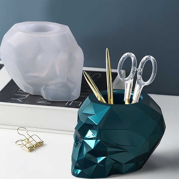 PandaHall Faceted Skull Pen Holder Silicone Molds, for UV Resin, Epoxy Resin Craft Making, Ghost White, 96x69mm Silicone Skull
PandaHall Faceted Skull Pen Holder Silicone Molds, for UV Resin, Epoxy Resin Craft Making, Ghost White, 96x69mm Silicone Skull