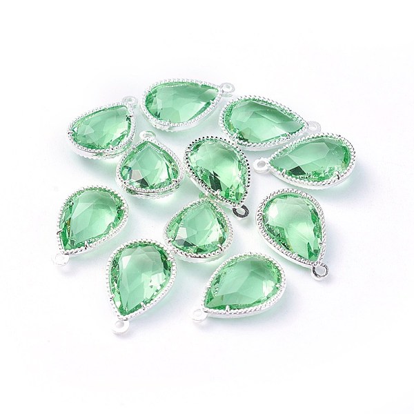 PandaHall Glass Pendants, with Eco-Friendly Alloy Open Back Berzel Findings, Faceted, teardrop, Silver Color Plated, Light Green, 18x12x5mm...
PandaHall Glass Pendants, with Eco-Friendly Alloy Open Back Berzel Findings, Faceted, teardrop, Silver Color Plated, Light Green, 18x12x5mm...