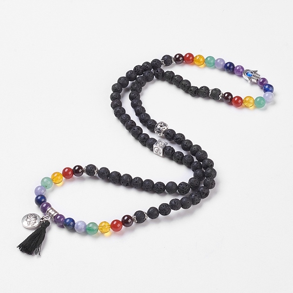 PandaHall Chakra Jewelry, Nylon Tassel and Alloy Pendant Necklaces, with Mixed Stone and Alloy Findings, Burlap Packing, 29.13 inch(74cm)...
PandaHall Chakra Jewelry, Nylon Tassel and Alloy Pendant Necklaces, with Mixed Stone and Alloy Findings, Burlap Packing, 29.13 inch(74cm)...