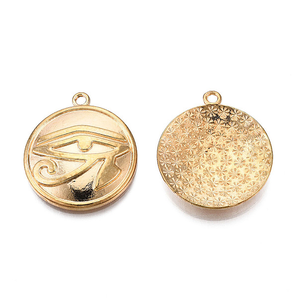 PandaHall Alloy Pendants, Cadmium Free & Lead Free, Flat Round with Eye of Ra/Re, Light Gold, 30x27x3.5mm, Hole: 2mm, about 220pcs/1000g...
PandaHall Alloy Pendants, Cadmium Free & Lead Free, Flat Round with Eye of Ra/Re, Light Gold, 30x27x3.5mm, Hole: 2mm, about 220pcs/1000g...