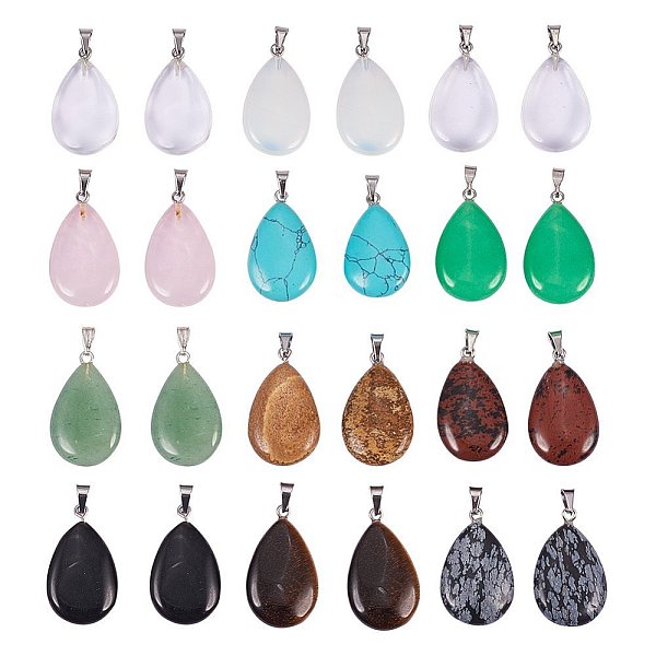 PandaHall Drop Gemstone Pendants, with Platinum Tone Brass Finding, 25~29x16~17x5~6mm, Hole: 2x7mm Mixed Stone Teardrop
PandaHall Drop Gemstone Pendants, with Platinum Tone Brass Finding, 25~29x16~17x5~6mm, Hole: 2x7mm Mixed Stone Teardrop