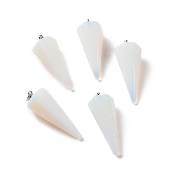 PandaHall Opalite Pendants, with Platinum Plated Brass Findings, Faceted, Cone, 35~36x13~14x12~12.5mm, Hole: 2.7x6.5mm Opalite Cone
PandaHall Opalite Pendants, with Platinum Plated Brass Findings, Faceted, Cone, 35~36x13~14x12~12.5mm, Hole: 2.7x6.5mm Opalite Cone