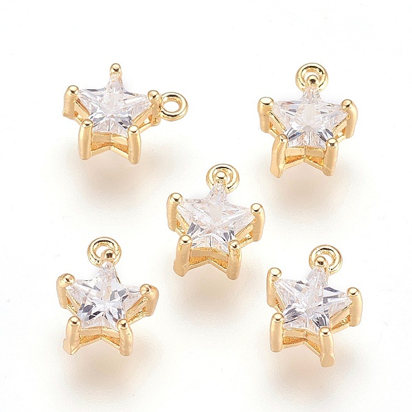 PandaHall Brass Cubic Zirconia Charms, Nickel Free, Real 18K Gold Plated, Star, 10x7.5x5mm, Hole: 1.5mm Brass+Cubic Zirconia Star
PandaHall Brass Cubic Zirconia Charms, Nickel Free, Real 18K Gold Plated, Star, 10x7.5x5mm, Hole: 1.5mm Brass+Cubic Zirconia Star