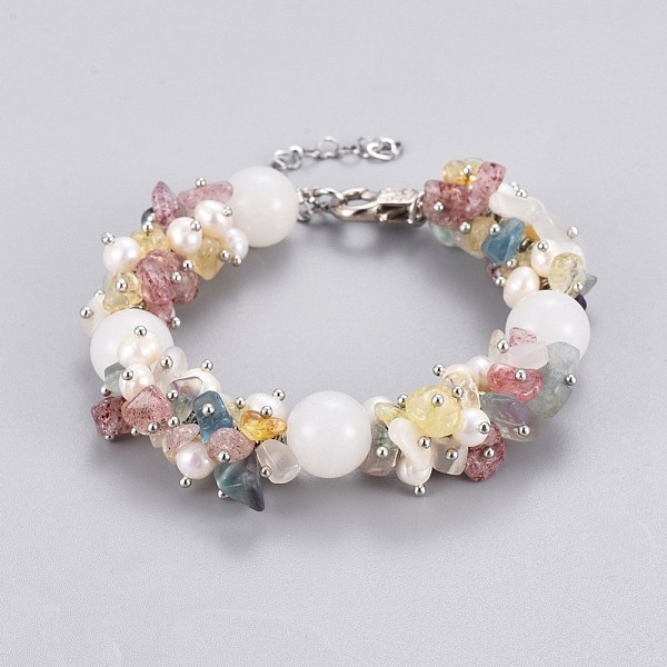 PandaHall Natural Mixed Stone and White Jade Beads Bracelets, with Natural Pearls and Alloy Lobster Claw Clasps, Packing Box, 7-1/2 inch..., Multicolor
PandaHall Natural Mixed Stone and White Jade Beads Bracelets, with Natural Pearls and Alloy Lobster Claw Clasps, Packing Box, 7-1/2 inch..., Multicolor