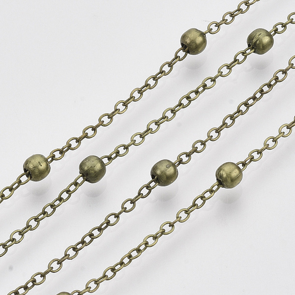 PandaHall Brass Coated Iron Cable Chains, Satellite Chains, with Brass Round Beads, Soldered, with Spool, Flat Oval, Antique Bronze...
PandaHall Brass Coated Iron Cable Chains, Satellite Chains, with Brass Round Beads, Soldered, with Spool, Flat Oval, Antique Bronze...