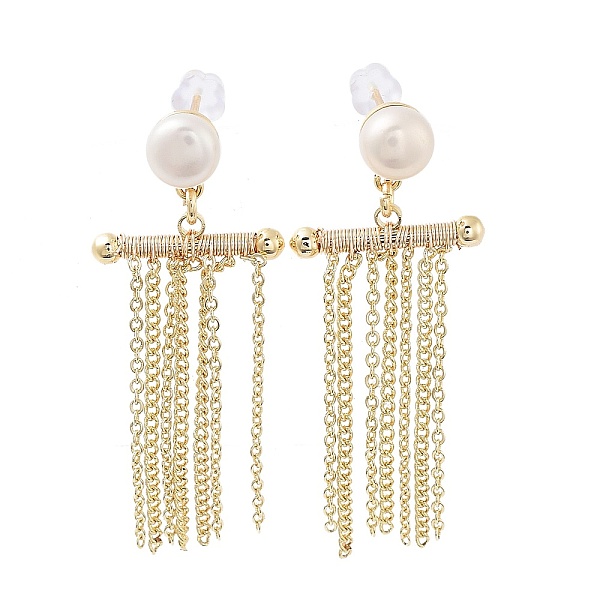 PandaHall Natural Pearl Tassel Stud Earrings, with Brass Findings and 925 Sterling Silver Pins, Real 14K Gold Plated, 45x17mm Pearl White
PandaHall Natural Pearl Tassel Stud Earrings, with Brass Findings and 925 Sterling Silver Pins, Real 14K Gold Plated, 45x17mm Pearl White
